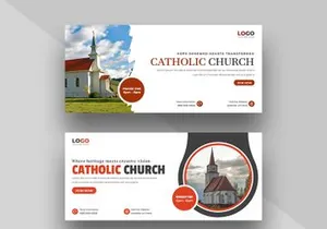 Modelo de banner de capa do Facebook para mídia social de igreja católica