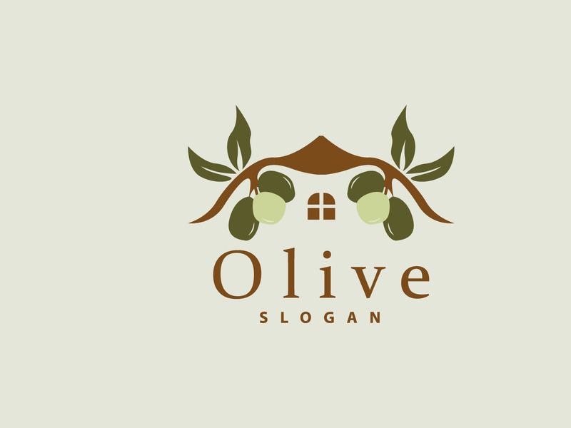 Olive Oil Logo, Olive Leaf Plant Herbal Garden Vector