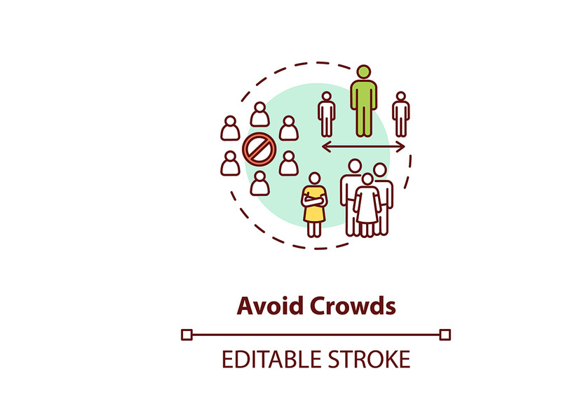 Avoid crowds concept icon