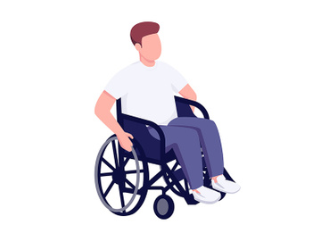 Man in wheelchair flat color vector faceless character preview picture