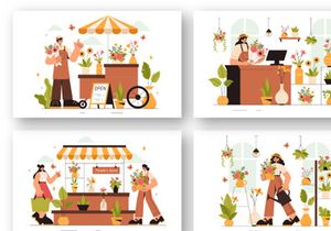 13 Professional Florist Working Illustration