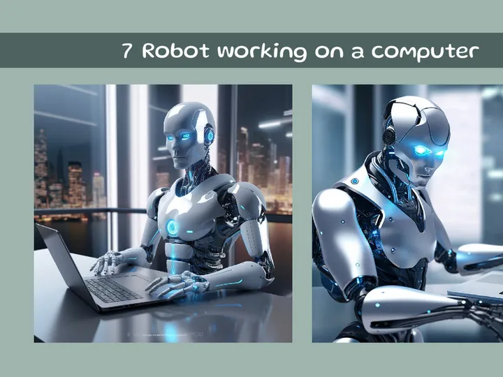 Robot working on a computer
