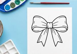 Hand drawn Christmas gift bow illustration, decorative holiday ribbon icon on white.