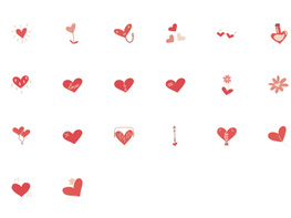 20 icons svg red heart Valentine stickers preview picture