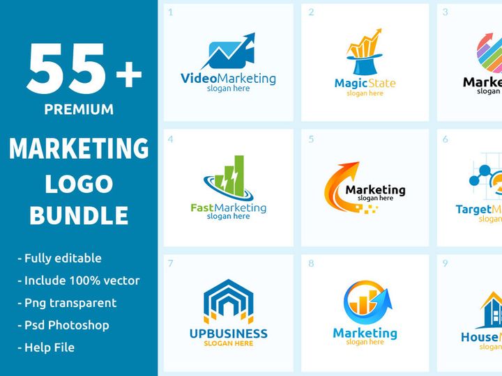 55+ Marketing  Logo Bundle