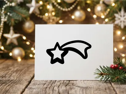 Simple shooting star icon, black outline graphic of a celestial comet symbol.