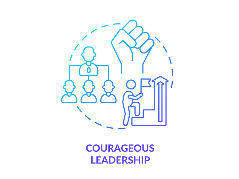 Courageous leadership blue gradient concept icon