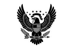 American eagle silhouette with shield and stars emblem