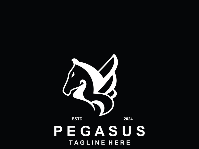Pegasus horse Logo minimalist, Line art, Modern simple mascot, Mystic premium emblem