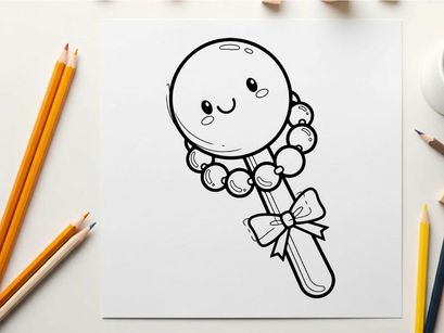 Cute magnifying glass character with bow vector illustration