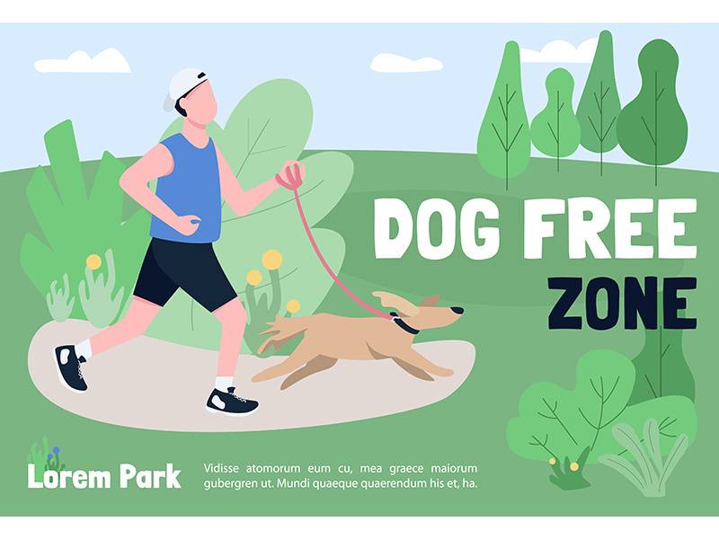 Dog friendly zone banner flat vector template
