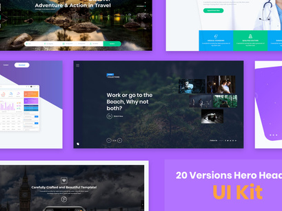 20 Hero Headers Design for Web UI Kit