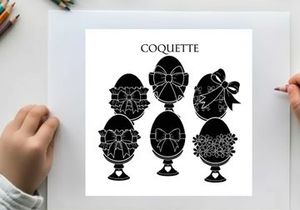 Elegant easter egg silhouette designs with ribbons and florals