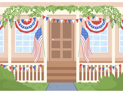 Independence day in America illustration set