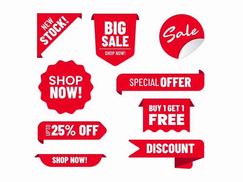 Red Sale Badges & Discount Labels – Editable Vector Pack for Promotions