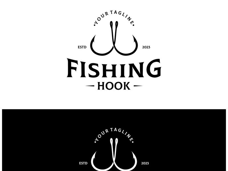 fishing hook logo design, fishing bait, fishing shop, tournament, angler, fishing community