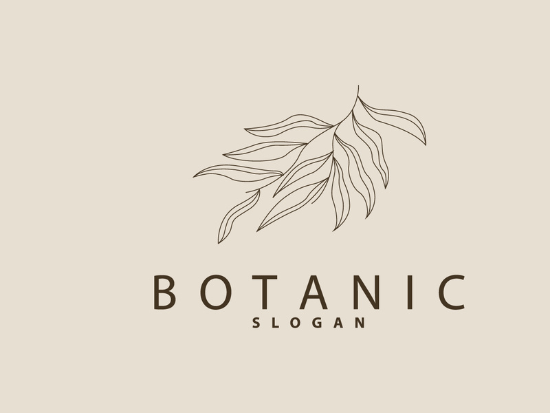 Leaf Line Logo, Beautiful Hand Drawn Design