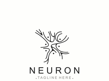Neuron logo or nerve cell healthy abstract molecule design template preview picture