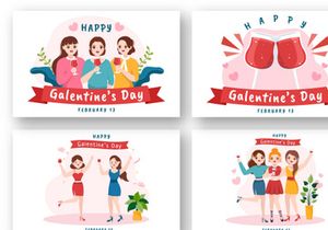 17 Happy Galentine's Day Illustration