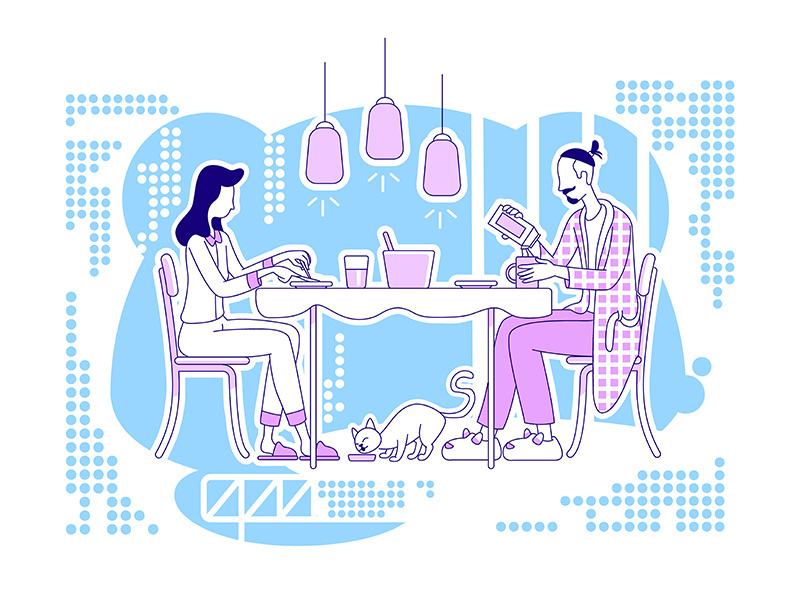 Family meal flat silhouette vector illustration