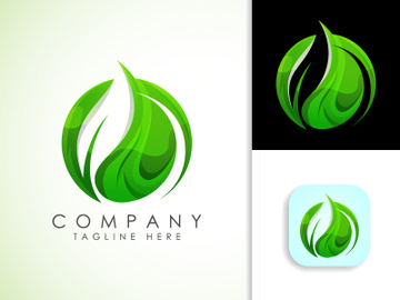 Leaf icon sign symbol, Gradient green leaf, Organic logo design vector illustration preview picture