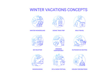 Winter vacations concept icons set preview picture