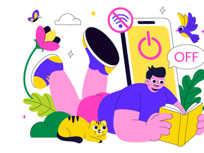 10 Digital Detox Retreat Illustration