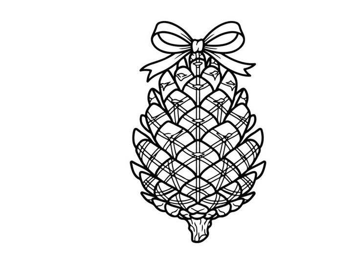 Ilustração decorativa de pinha para temas natalinos ou naturais. Desenho botânico artístico de uma pinha com traços detalhados.