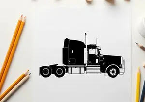 Silhouette of a semi truck with trailer