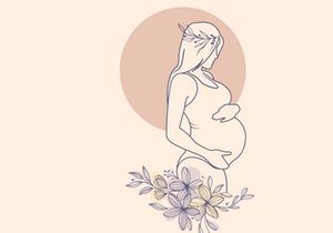 Line art portrait woman, Flower mother's day illustration