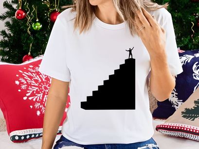 Business success concept silhouette reaching top of growth chart at sunset