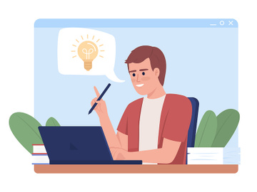 Man has idea 2D vector isolated illustration preview picture