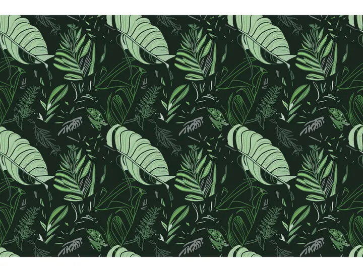 illustration features exotic jungle plants