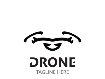 Drone aerial with camera vector template icon. logo photography drone vector. quadcopter flat style illustration preview picture