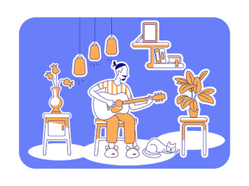 Playing guitar flat silhouette vector illustration preview picture