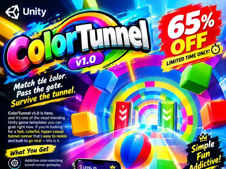 ColorTunnel v1.0 — Most Trending Unity Games Sale — 65% OFF!