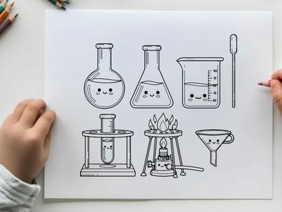 Cute lab equipment set vector illustration flat design