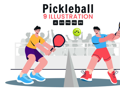 9 Pickleball Game Sport Illustration