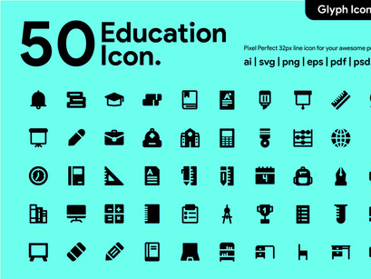 50 Education Glyph Icon