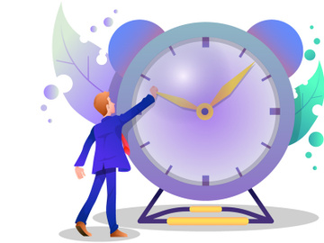 a man try to stop time and manage his time illustration vector preview picture