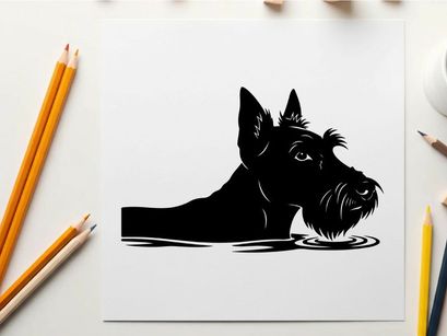Silhouette of a scottish terrier dog in profile view