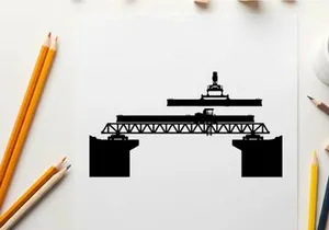 Silhouette of a gantry crane on a dock with silhouette