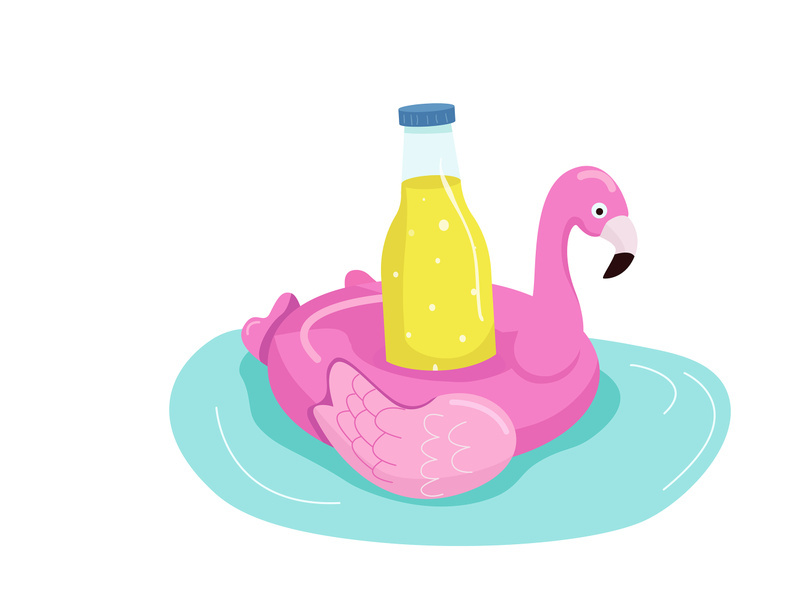 Inflatable flamingo cartoon vector illustration