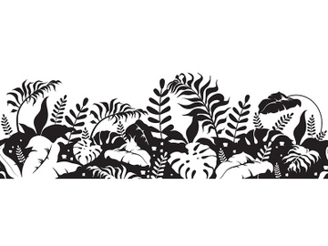 Tropical plants black silhouette seamless border preview picture