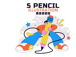 5 Pencil Vector Illustration preview picture