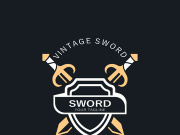 Sword vintage logo design. illustration sword element, can be used as logotype, icon, template coat of arms concept