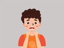 Young boy with fear expressions