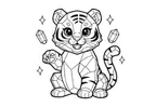 Cute tiger cub with diamonds vector illustration flat design