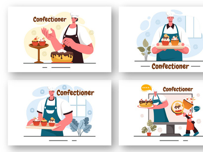 9 Confectioner Vector Illustration