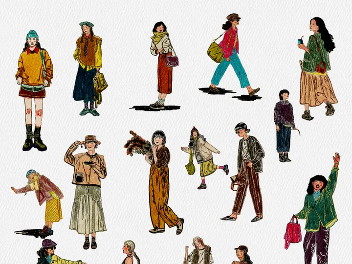 Illustration hand drawing images fashion girl